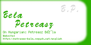 bela petreasz business card